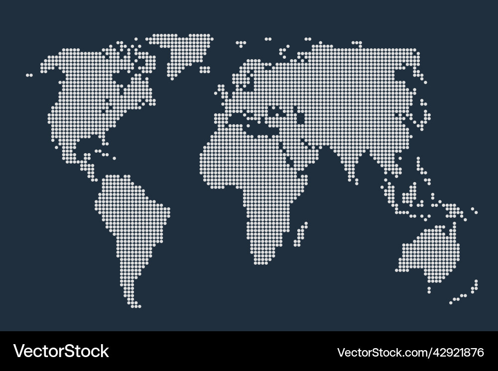 Abstract pixel world map halftone style vector image