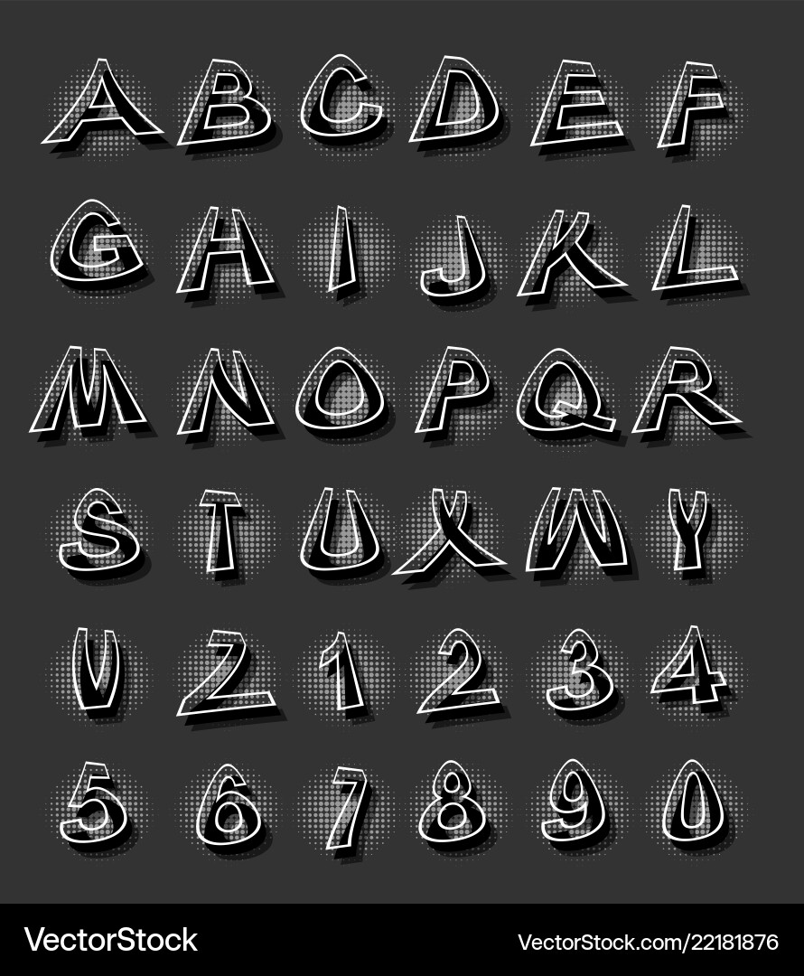 Alphabet in modern style with distorted letters Alphabet in modern style with distorted letters Vector Image