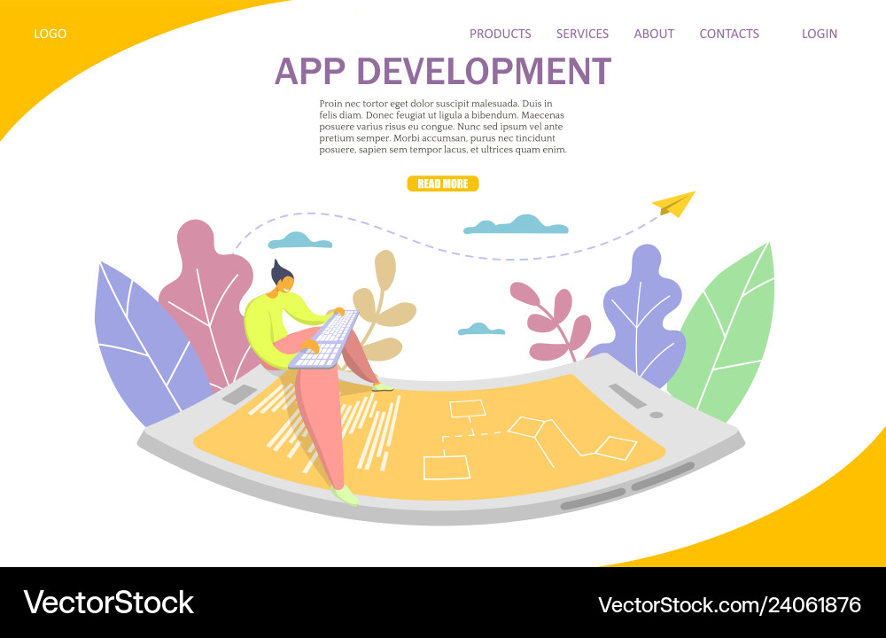 App development website landing page design App development website landing page design vector image