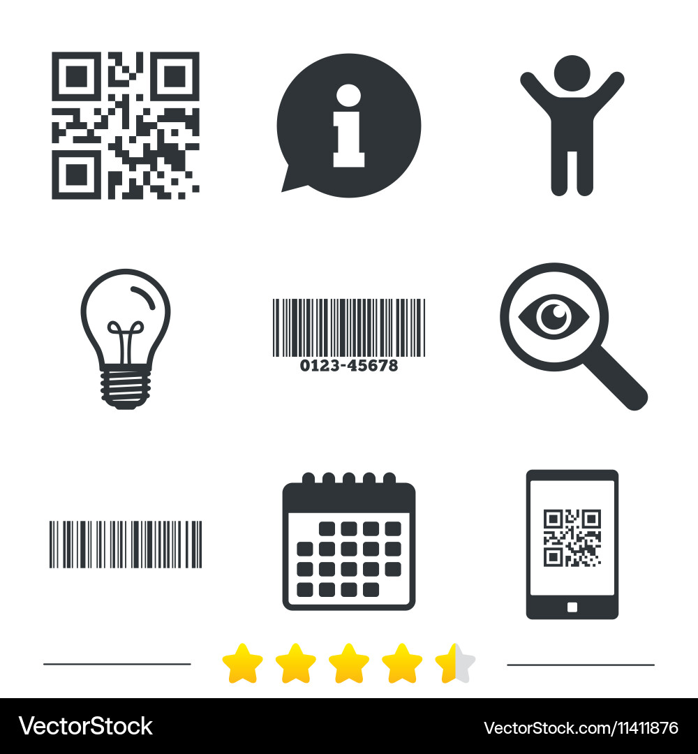 Bar and qr code icons scan barcode symbol Vector Image