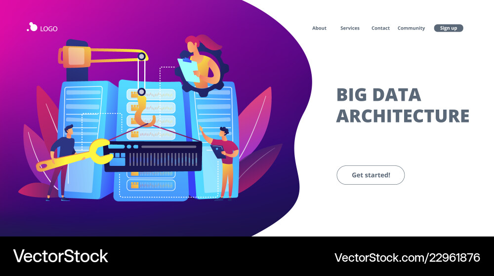 Big data engineering concept landing page Big data engineering concept landing page vector image