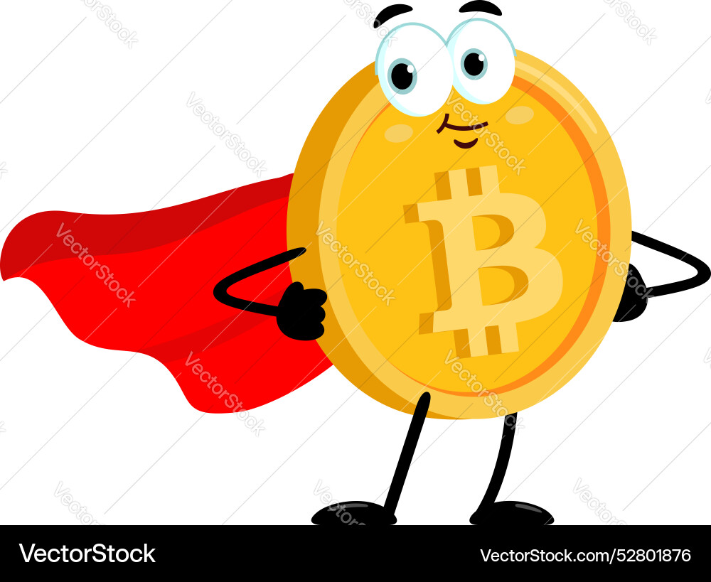 Bitcoin superhero cartoon character – Royalty-Free Vector | VectorStock