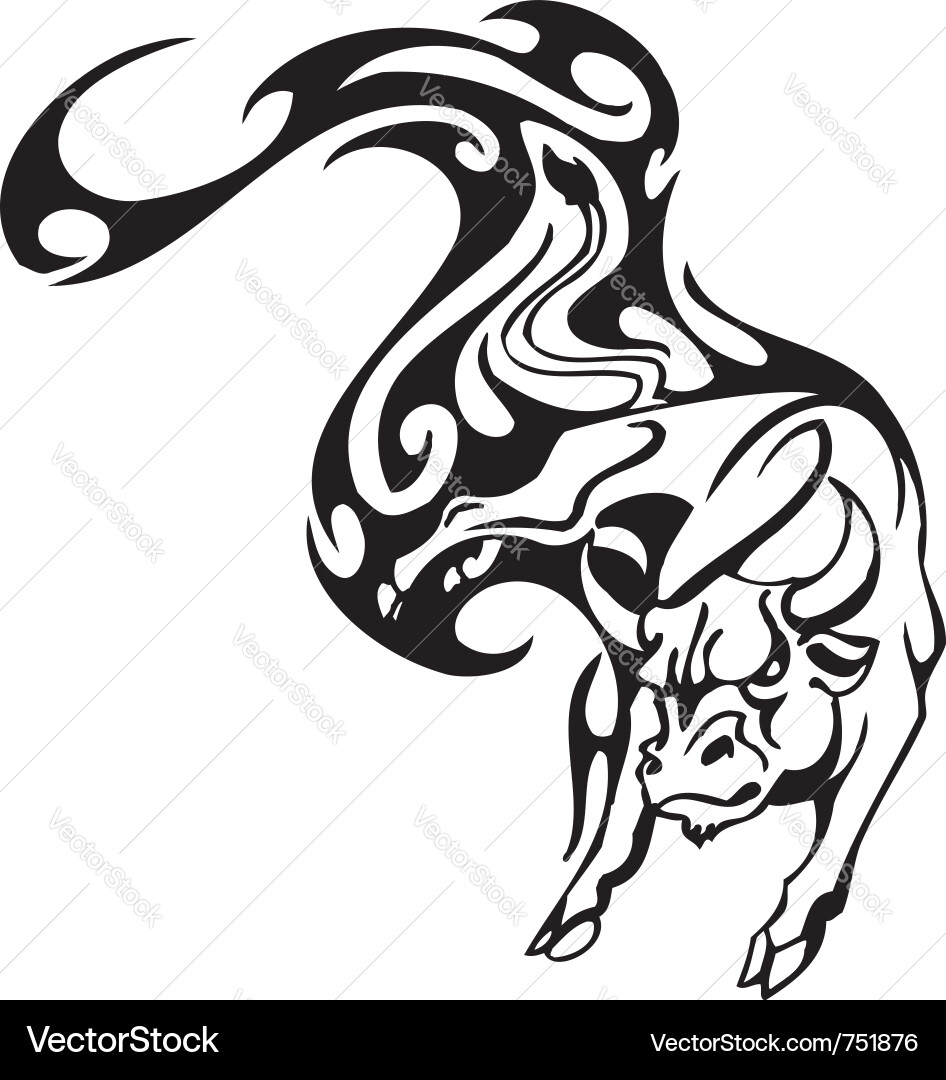 Bull in tribal style - image vector image