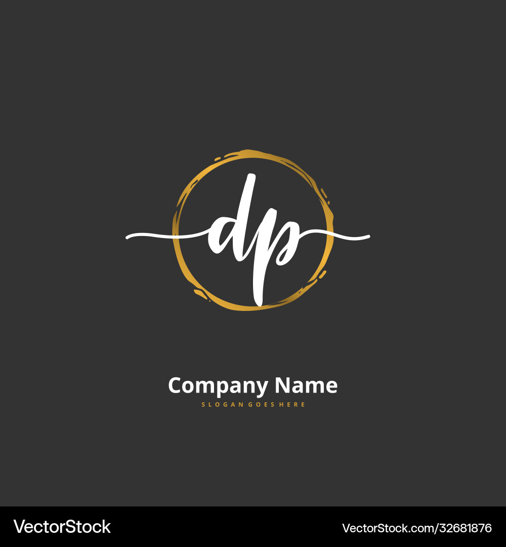 D p dp initial handwriting and signature logo D p dp initial handwriting and signature logo Vector Image
