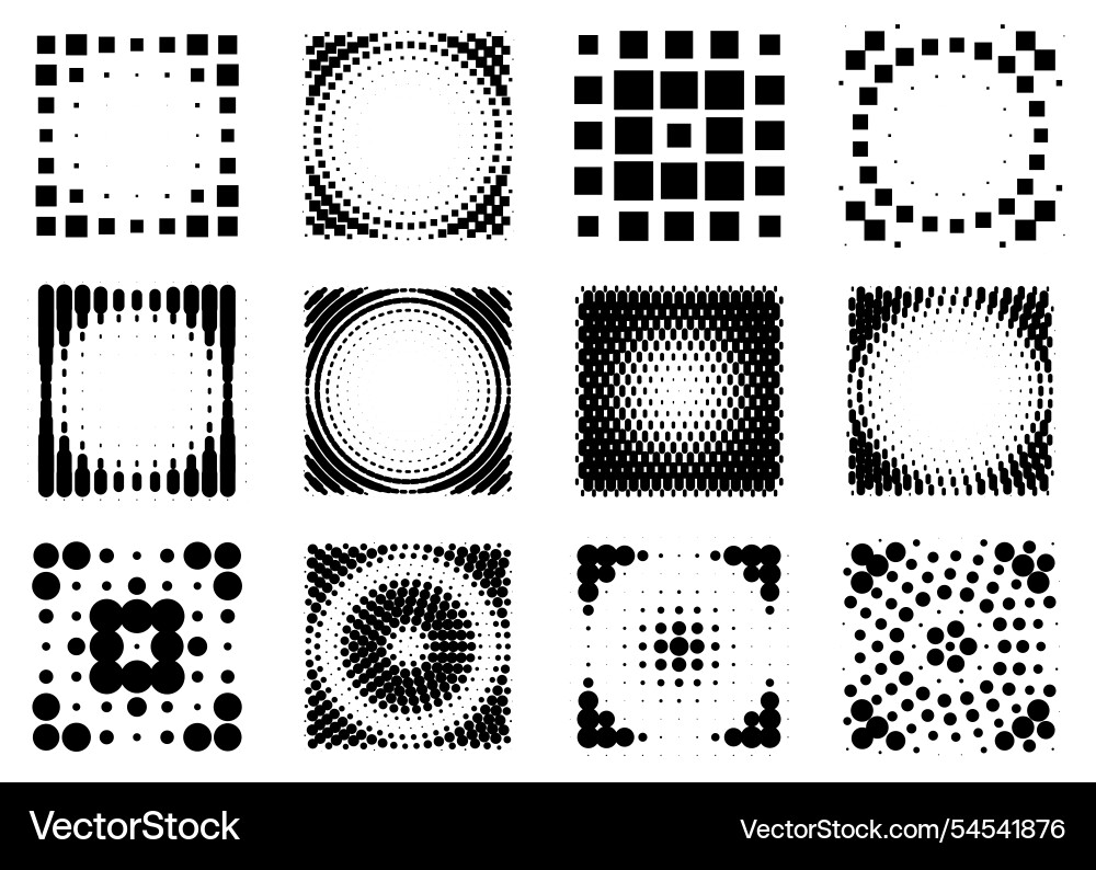 Design elements halftone dotted frames set Design elements halftone dotted frames set vector image