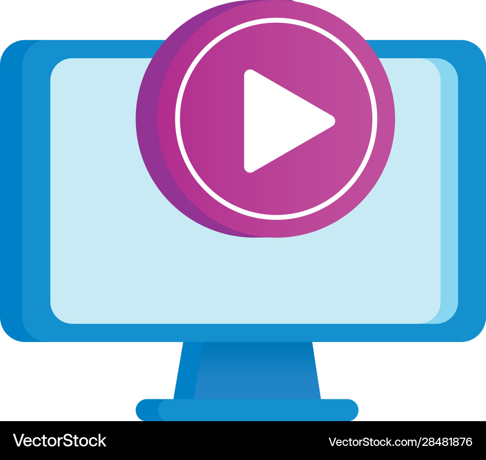 Desktop computer display with media player Desktop computer display with media player vector image