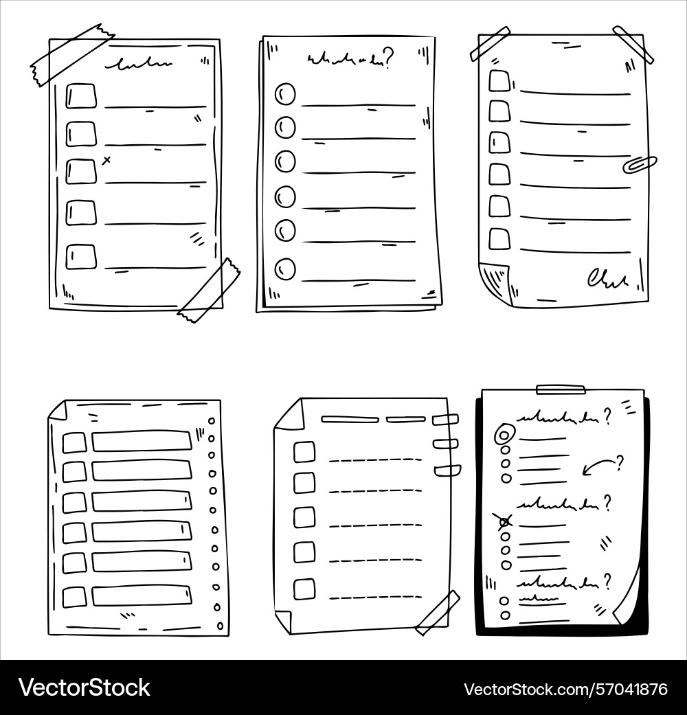 Document note list sketch checklist file Document note list sketch checklist file vector image