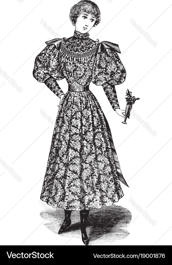 Dress is designed with a scrolling leaf pattern Vector Image