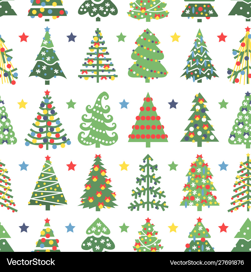Flat seamless pattern with christmas trees Flat seamless pattern with christmas trees Vector Image