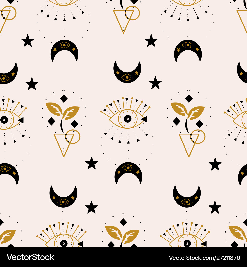 Golden celestial elements in an elegant pattern Golden celestial elements in an elegant pattern vector image