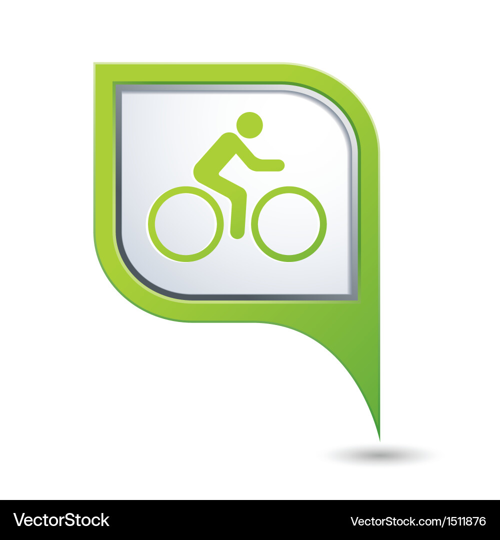 Green Map Pointer with Cyclist Icon vector image