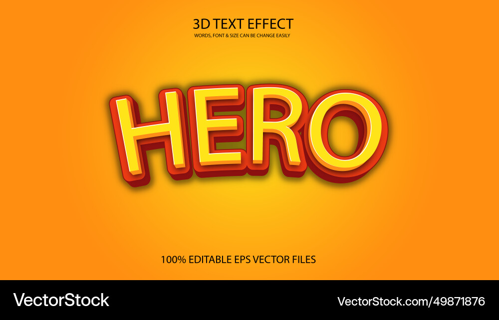 Hero eps 3d text effect design Vector Image