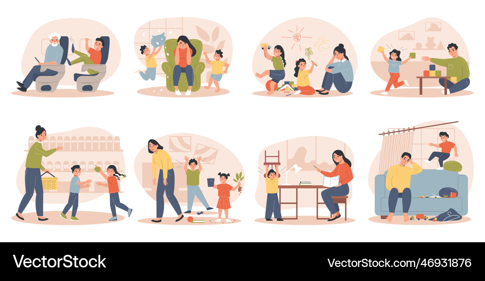 Hyperactive child set Hyperactive child set vector image