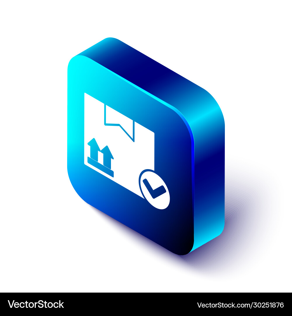 Isometric package box with check mark icon Vector Image