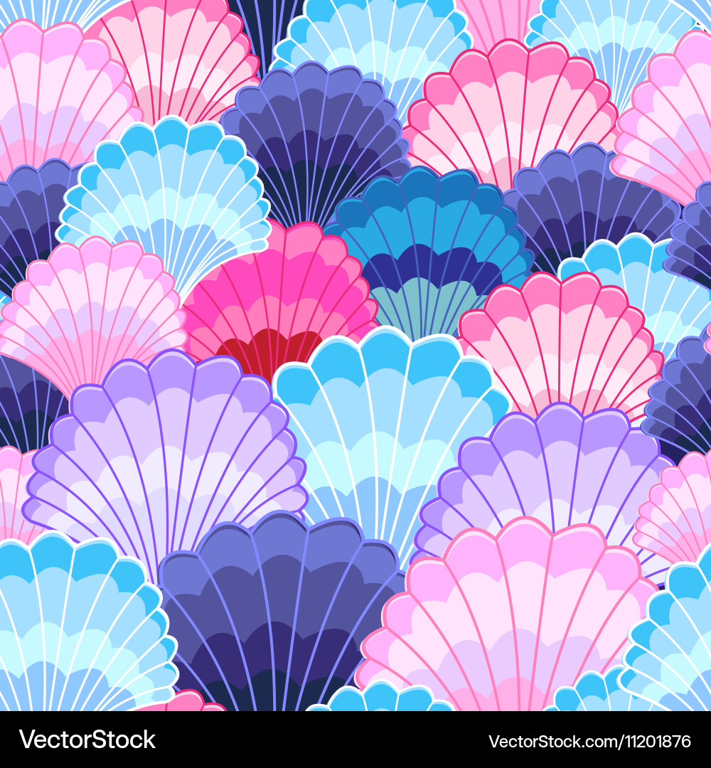 Multicolored pattern of seashells vector image