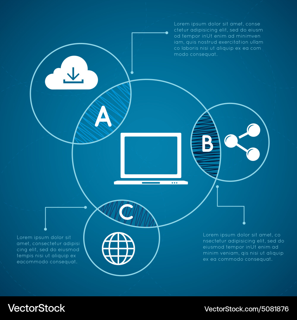 Overlapping Circles with Icons vector image
