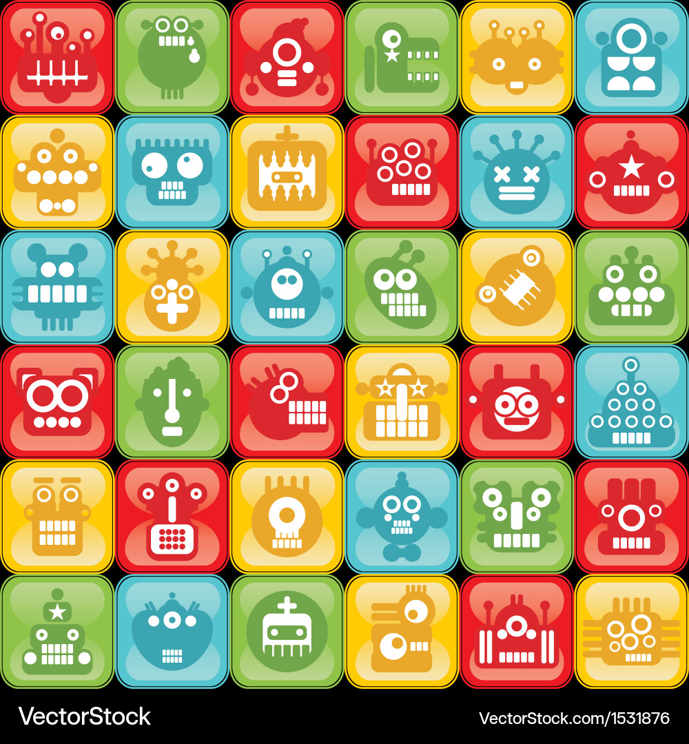 Robots on buttons Vector Image