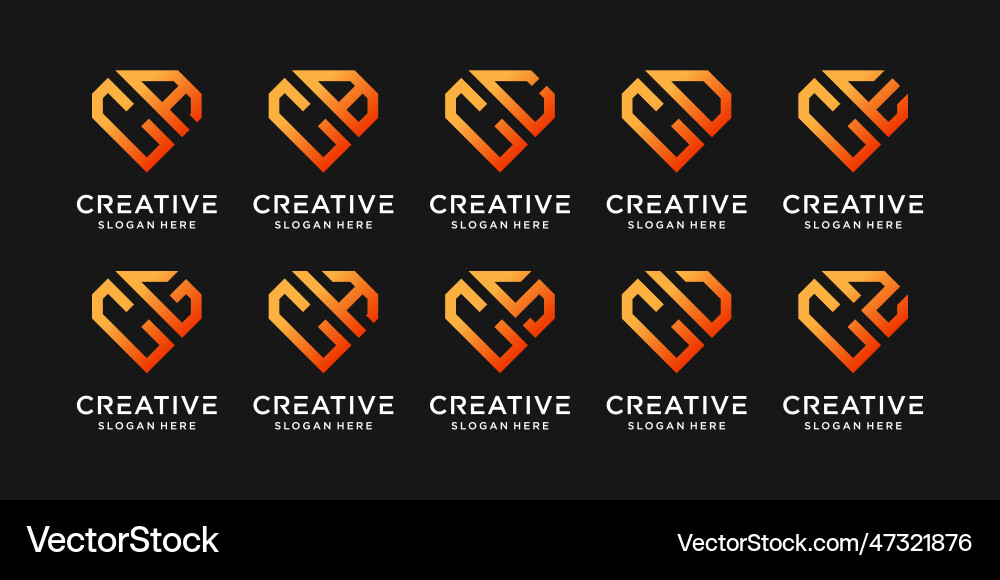 Set bundle monogram logo design template initial Set bundle monogram logo design template initial vector image