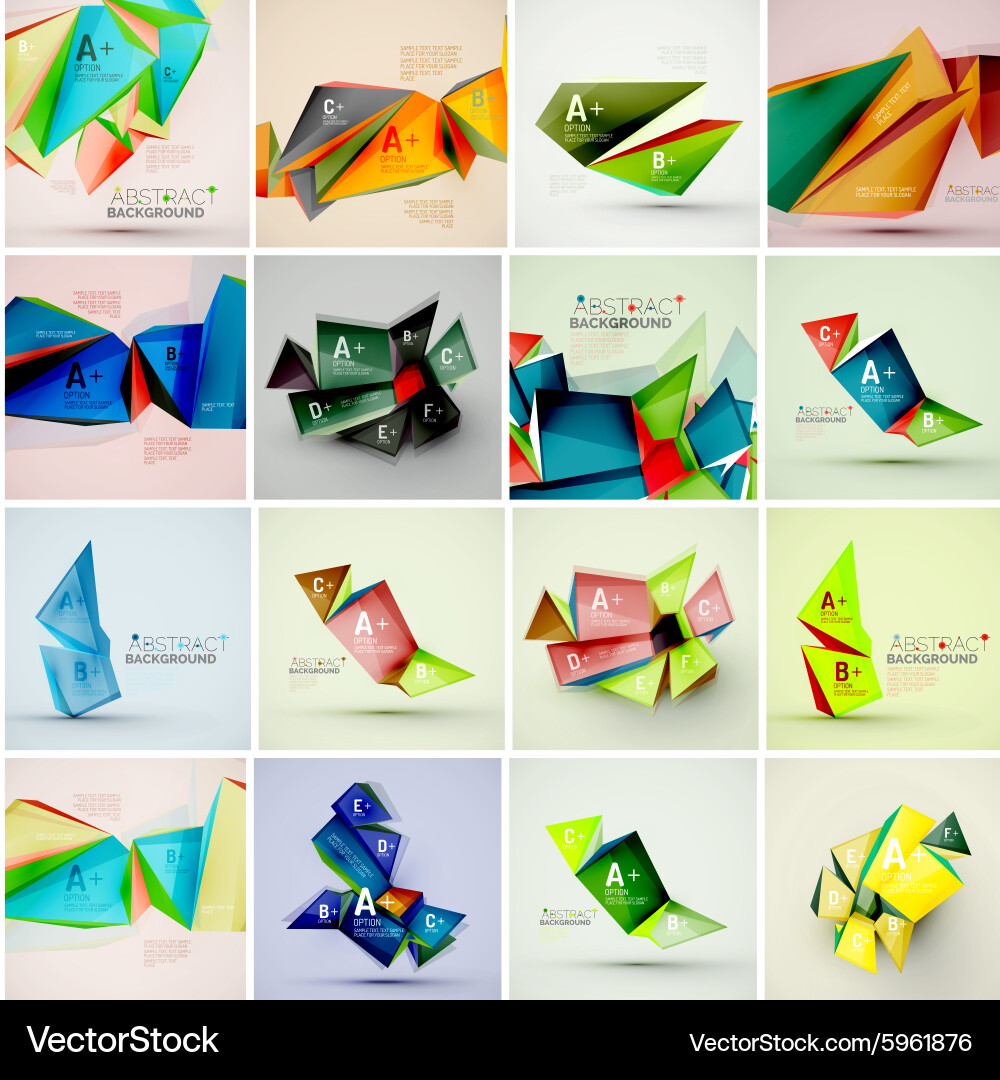Set of triangle geometric 3d forms modern info vector image