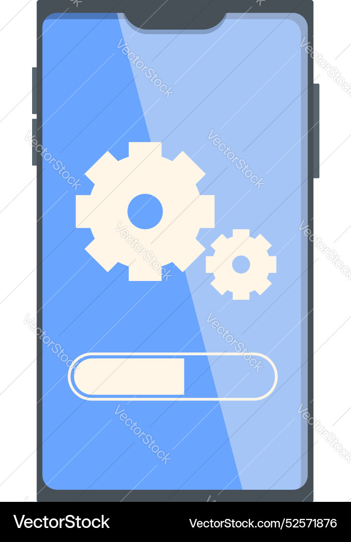 Smartphone showing software update installation Smartphone showing software update installation vector image