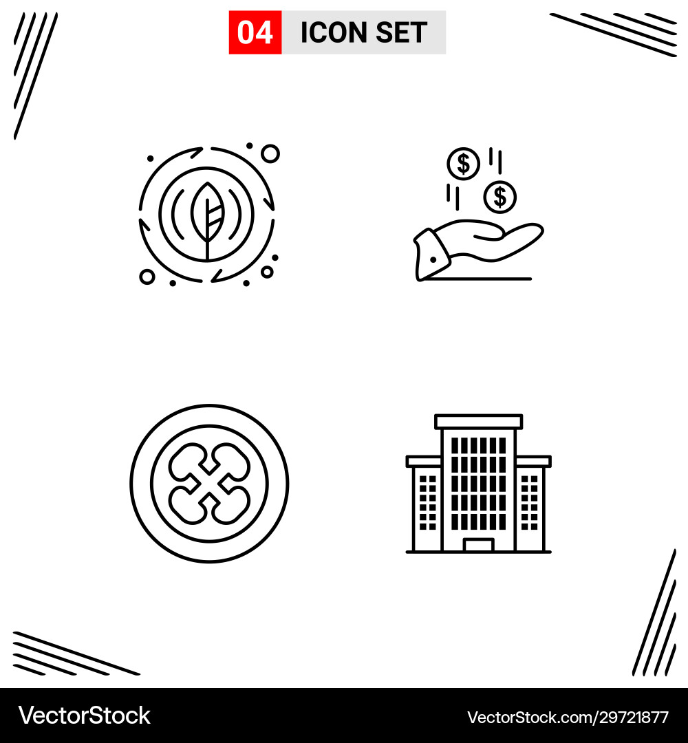 4 icons line style grid based creative outline 4 icons line style grid based creative outline vector image