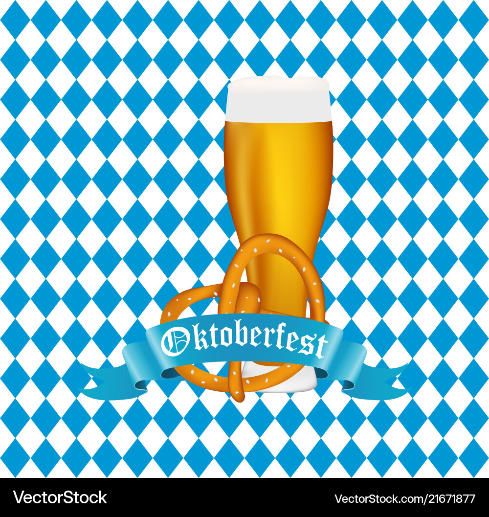 Beer with pretzel at the festival oktoberfest Beer with pretzel at the festival oktoberfest vector image