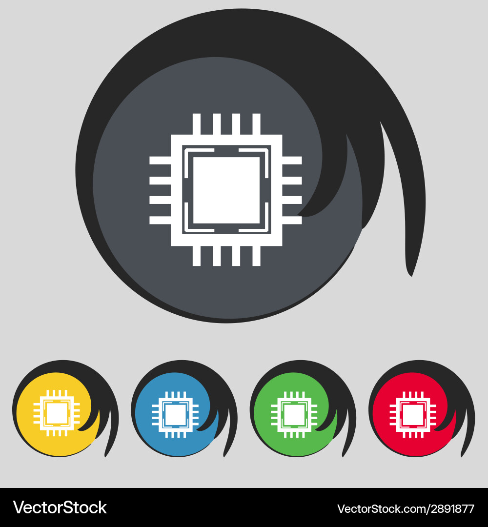 Central processing unit icon technology scheme vector image