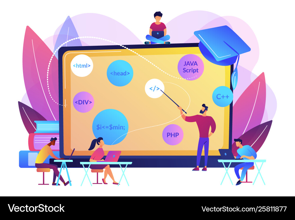 Coding workshop concept Coding workshop concept vector image