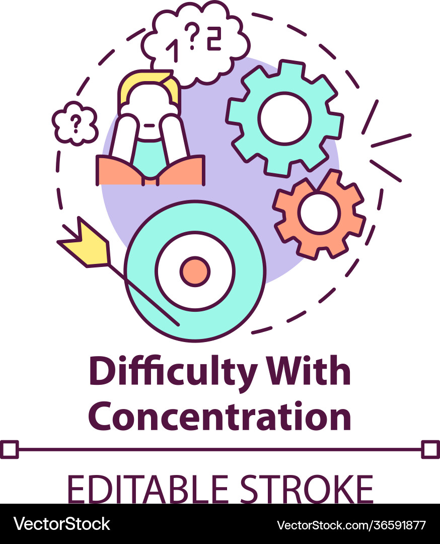 Difficulty with concentration concept icon vector image