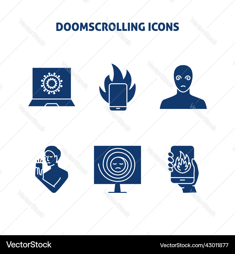 Doom scrolling concept icon set Doom scrolling concept icon set vector image