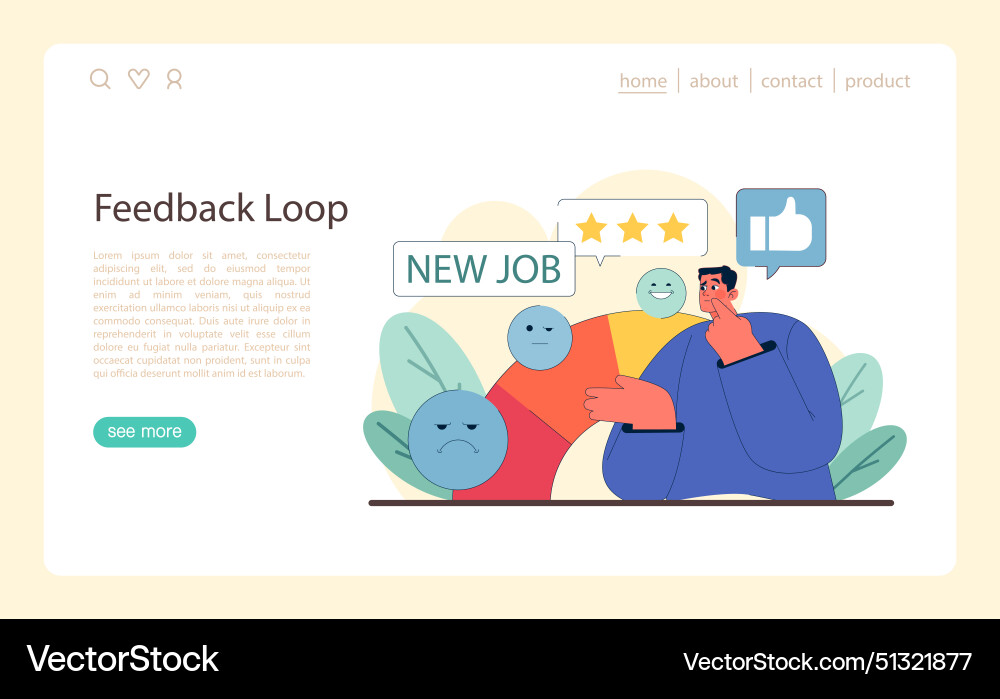 Feedback loop concept continuous improvement Vector Image