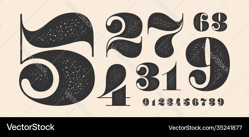 French Didot Number Font - Retro Style vector image