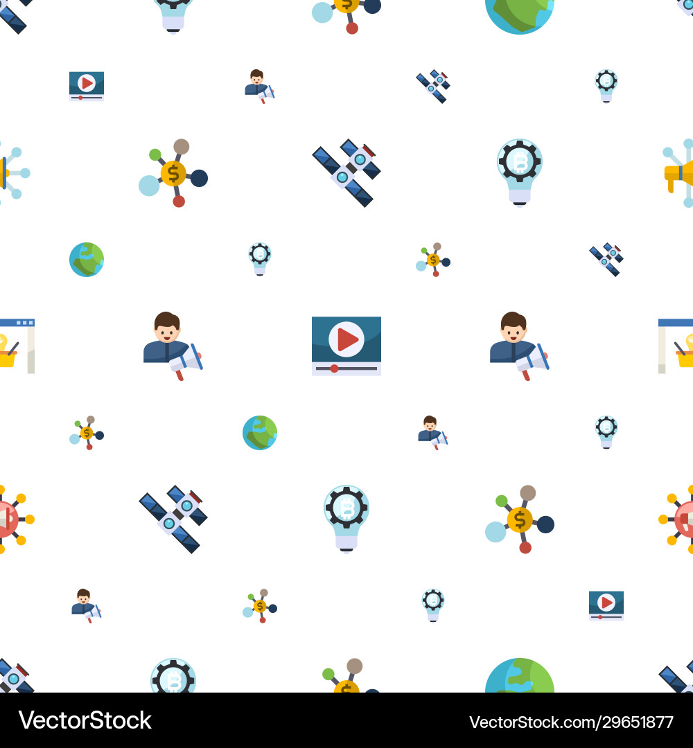 Global icons pattern seamless included editable Global icons pattern seamless included editable vector image