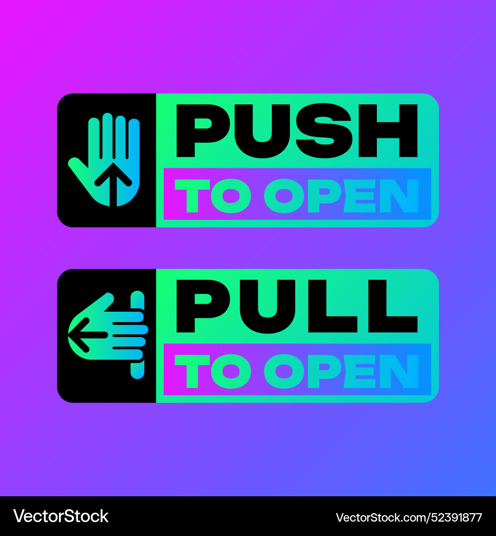 Gradient push pull sign vector image