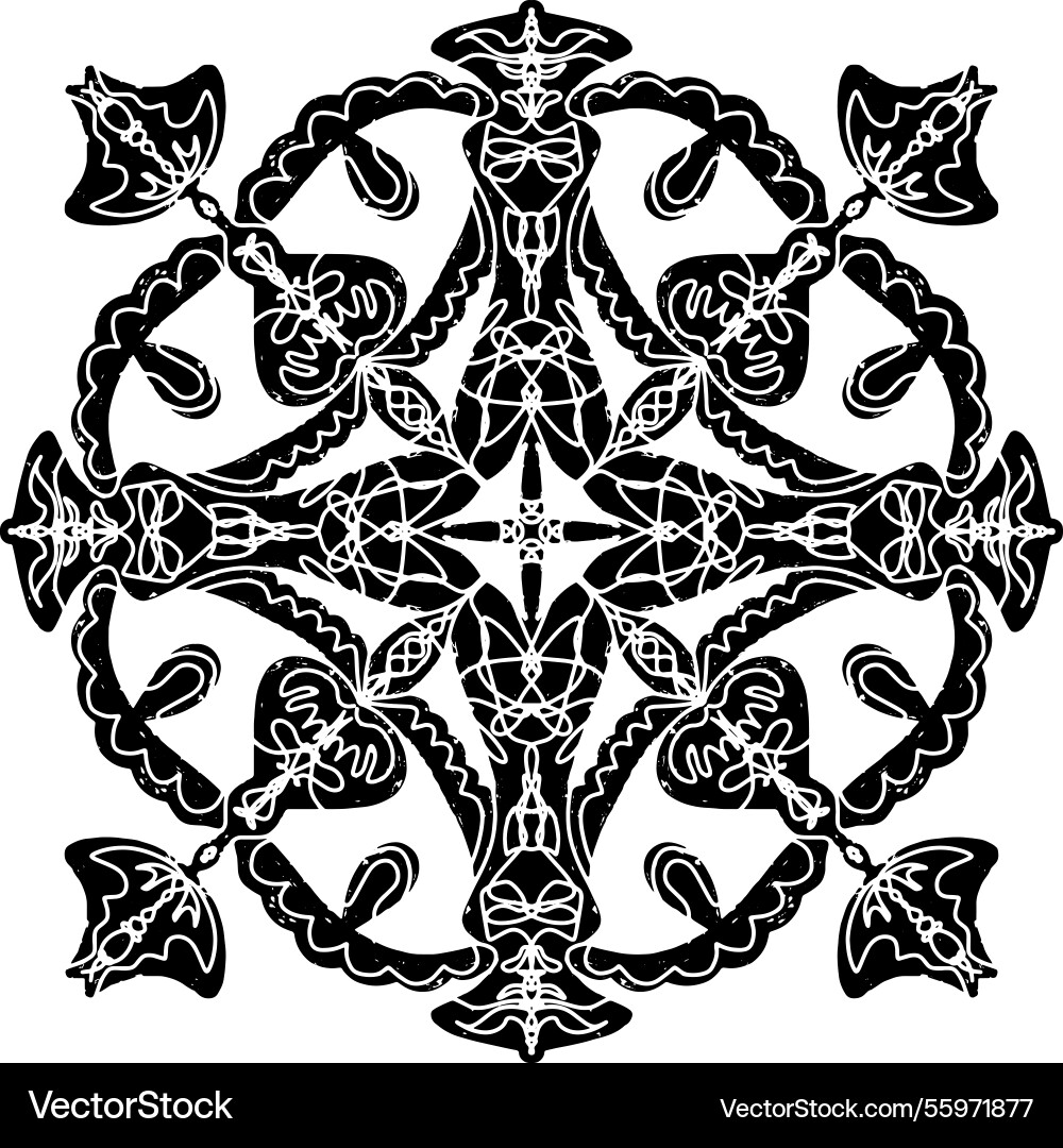 Intricate black pattern with symmetrical Vector Image