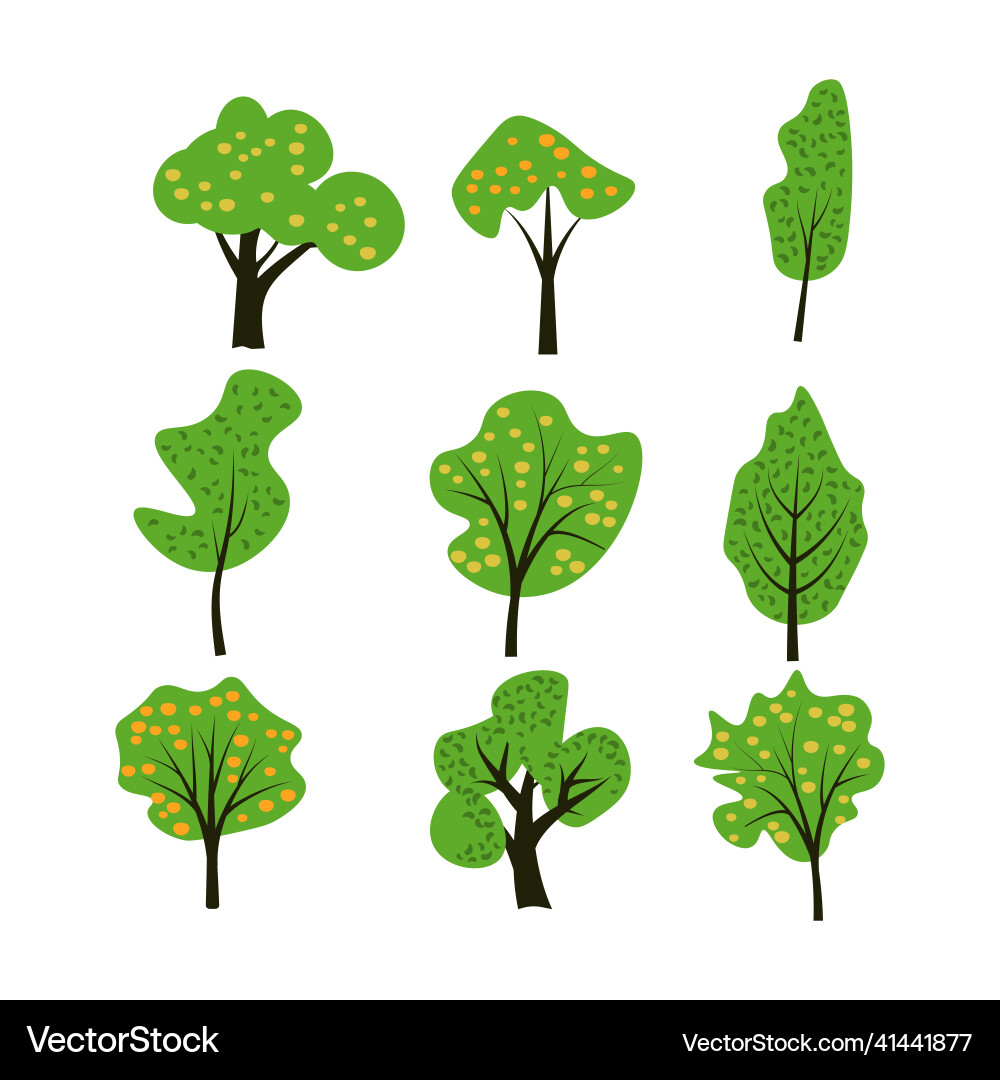 Isolated trees set Vector Image