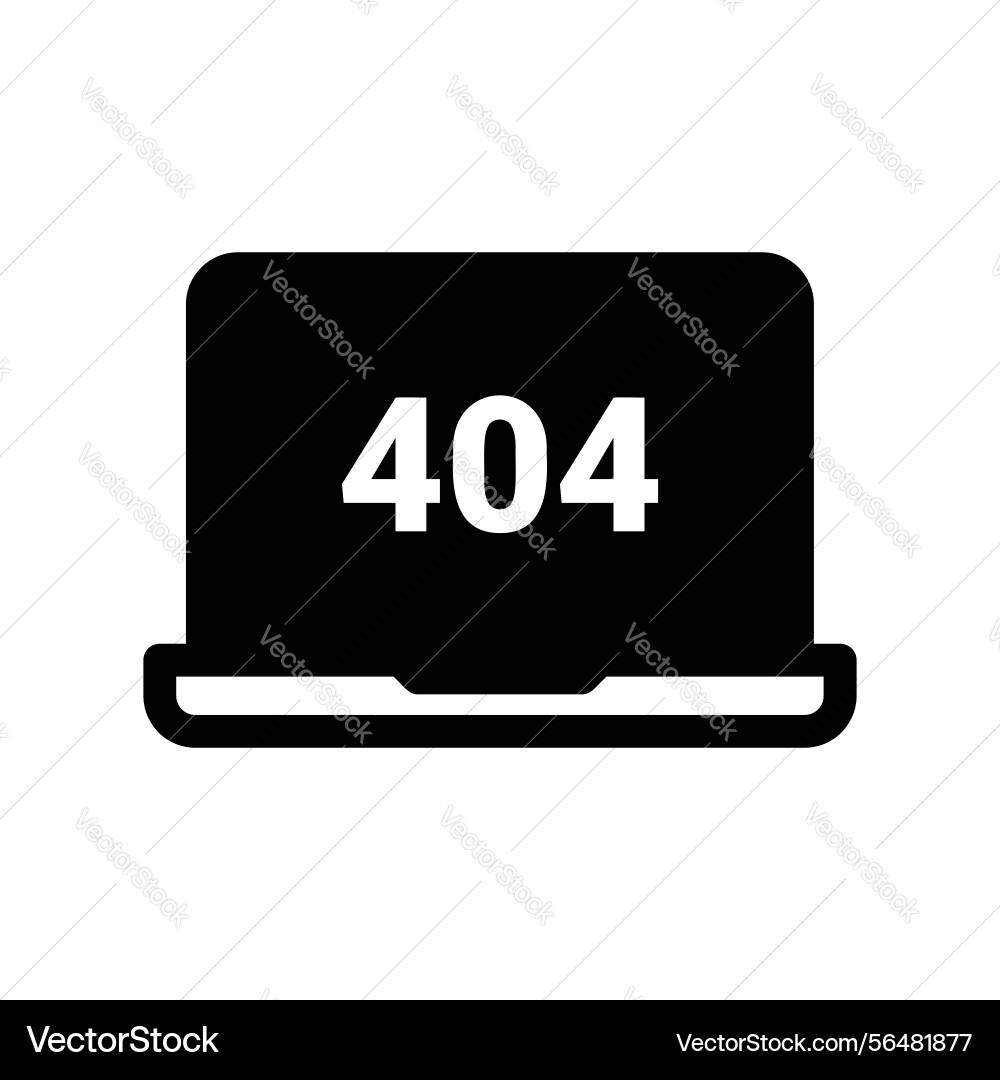 Laptop computer screen displaying a standard 404 Laptop computer screen displaying a standard 404 vector image