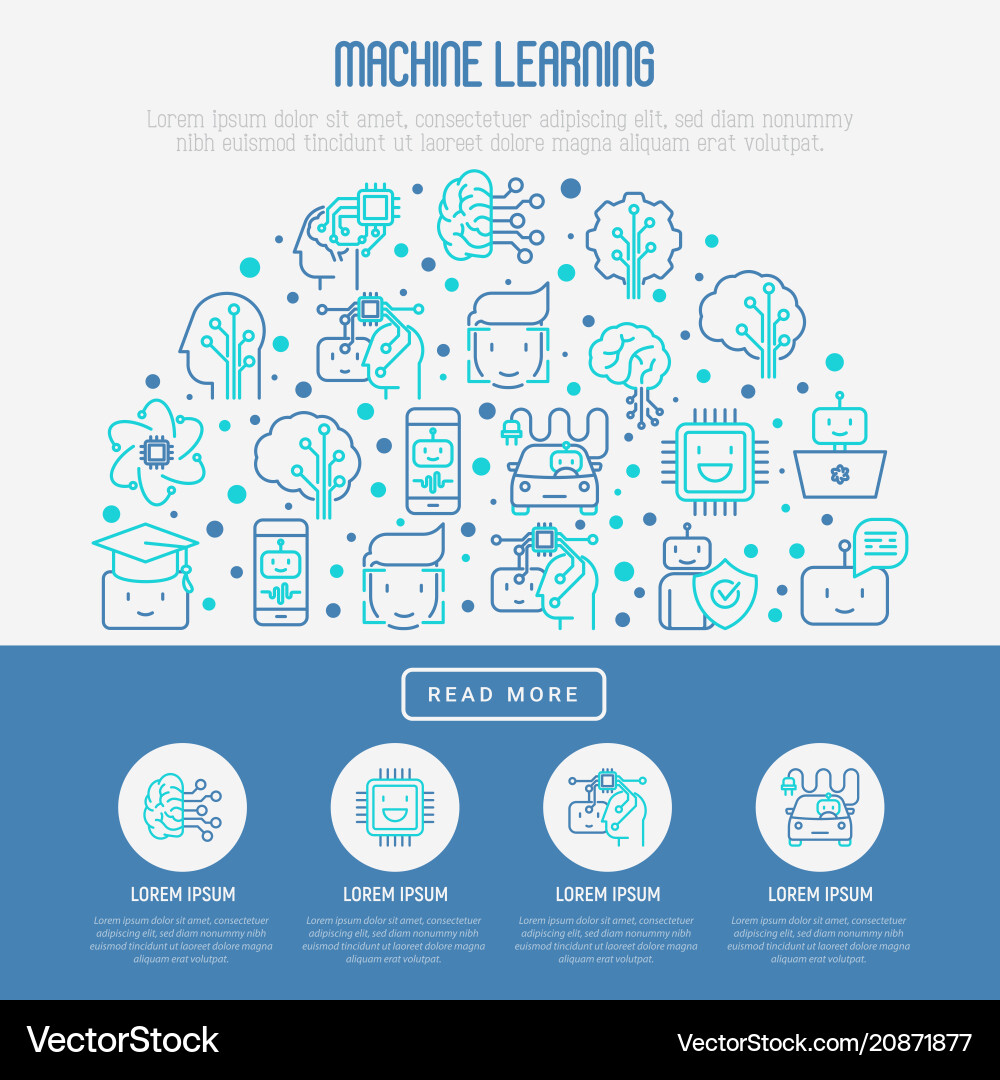 Machine learning artificial intelligence concept Machine learning artificial intelligence concept Vector Image