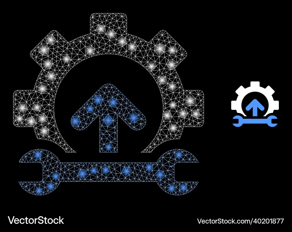 Mesh net gear integration arrow with magic Mesh net gear integration arrow with magic vector image