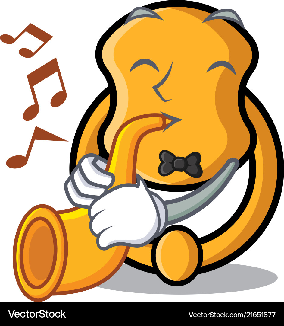 Mit Trompete elegante Mode Tür klopft mascot Mit Trompete elegante Mode Tür klopft mascot vektorbild