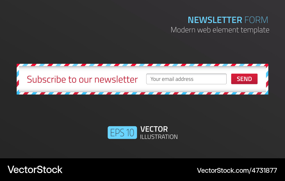 Modern newsletter form template with design Vector Image