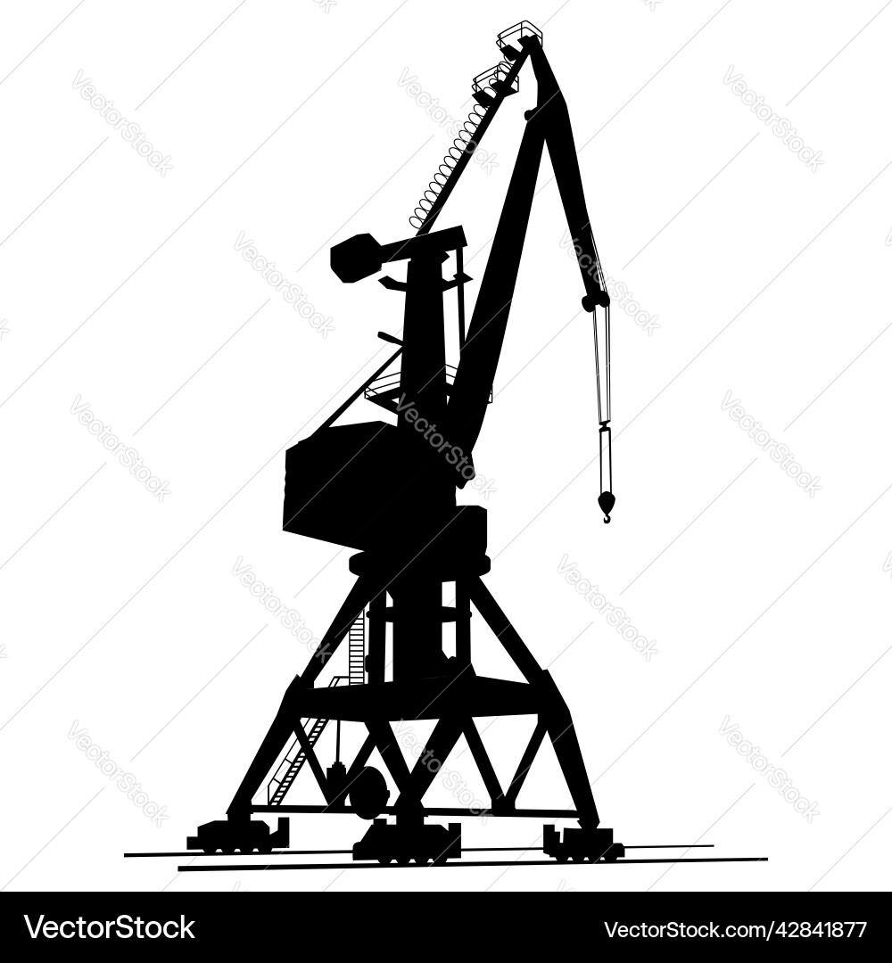 Port crane silhouette for loading and unloading Port crane silhouette for loading and unloading vector image
