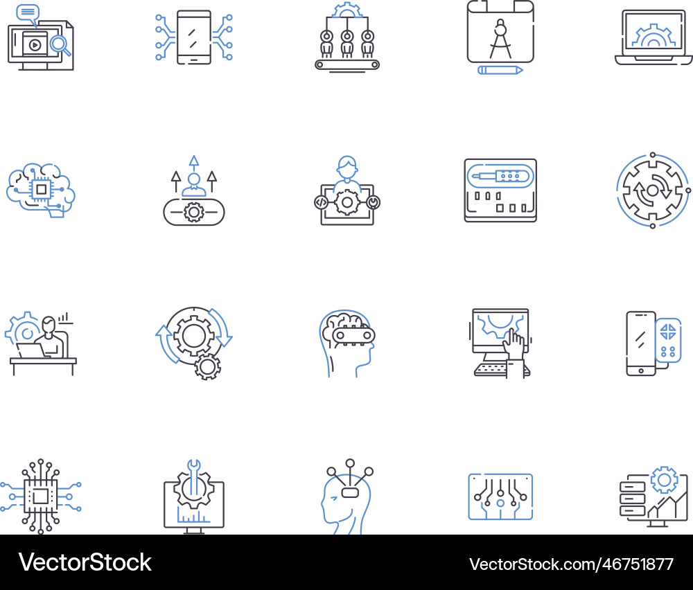 Programmierung Kodierung Umriss Icons Sammlung vektorbild