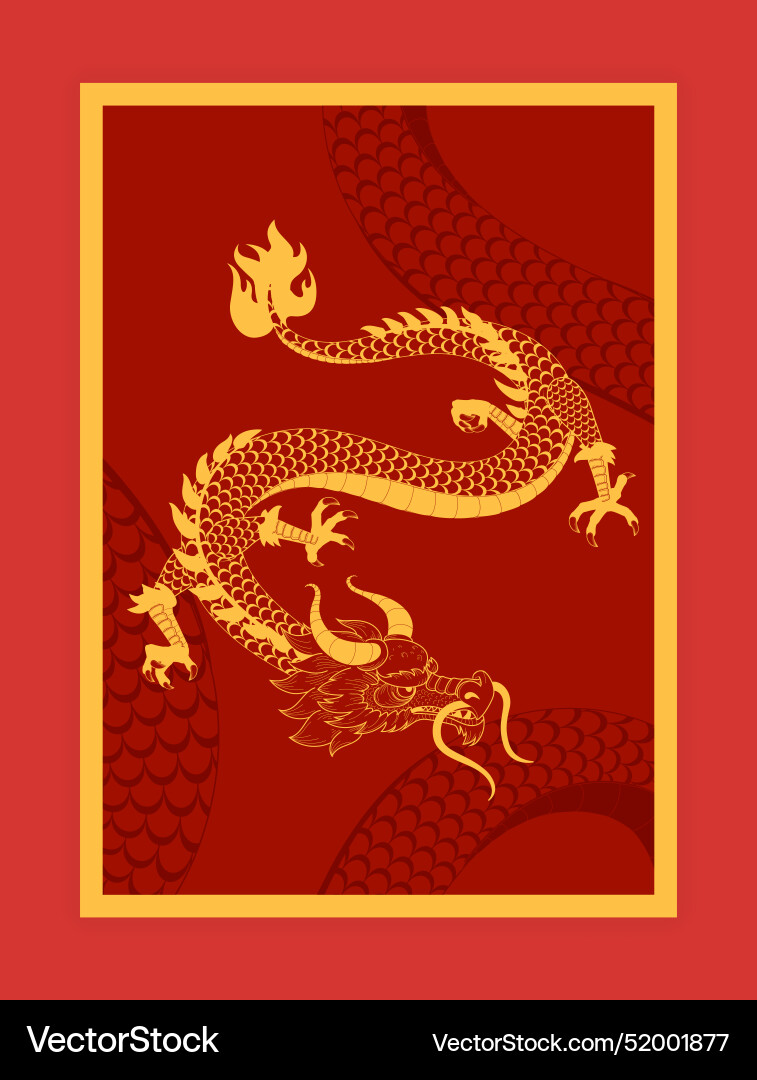 Red gold dragon poster banner or card Red gold dragon poster banner or card vector image