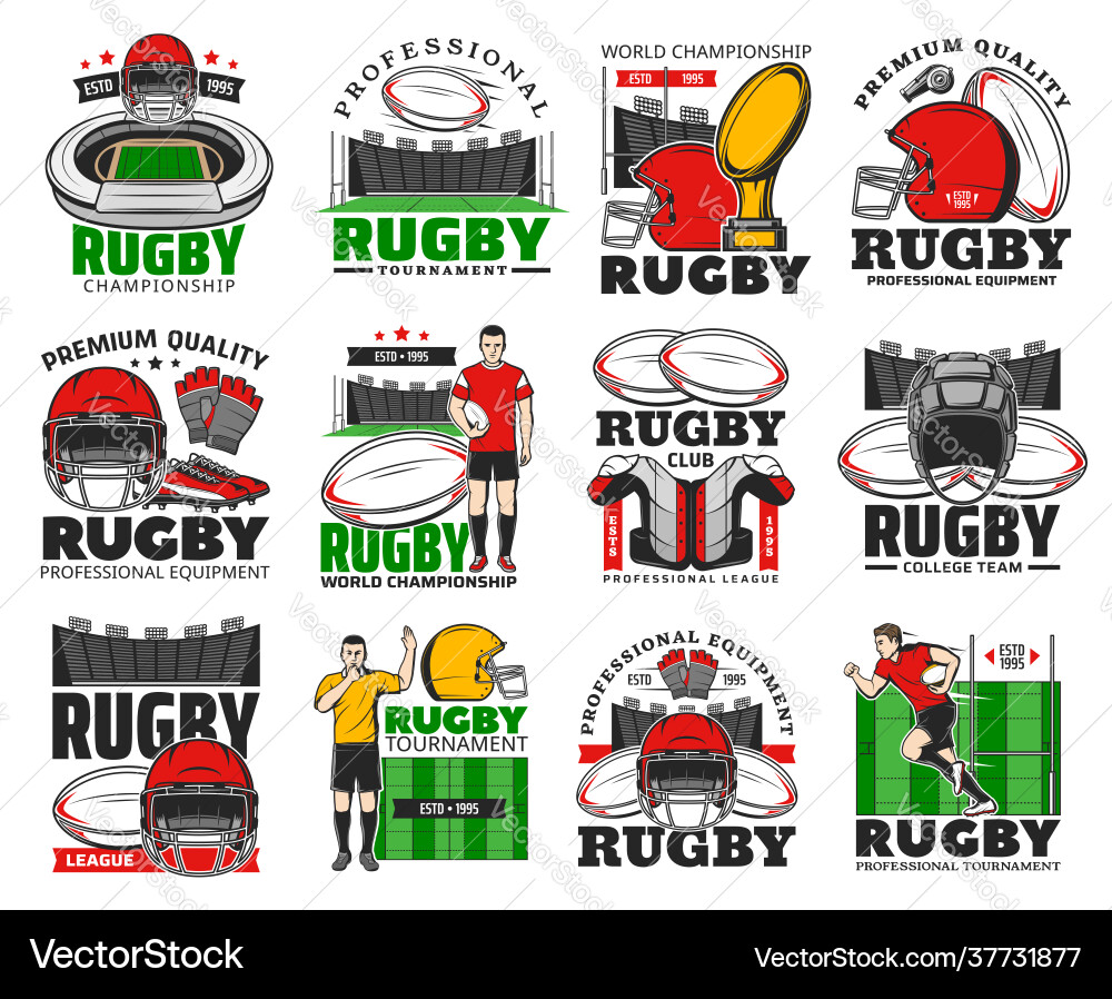 Rugby championship team and equipment shop icon Rugby championship team and equipment shop icon vector image