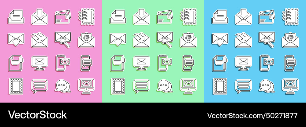 Set line monitor and envelope chat messages Vector Image