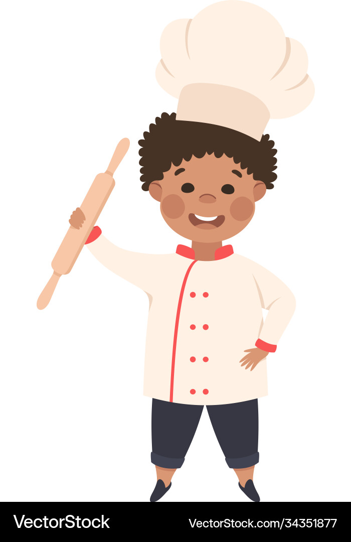 Smiling Boy Chef with Rolling Pin Vector Image