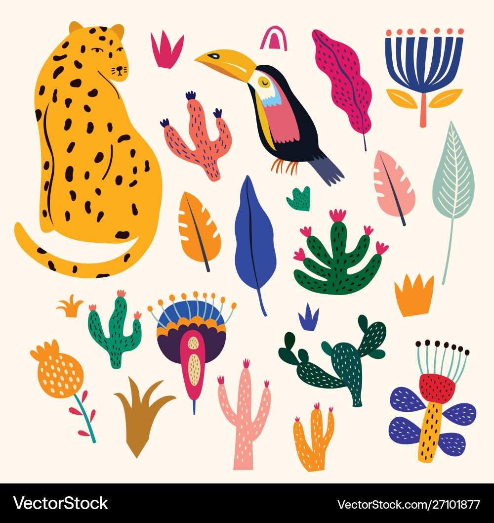 Tropical Floral Collection Vector Image