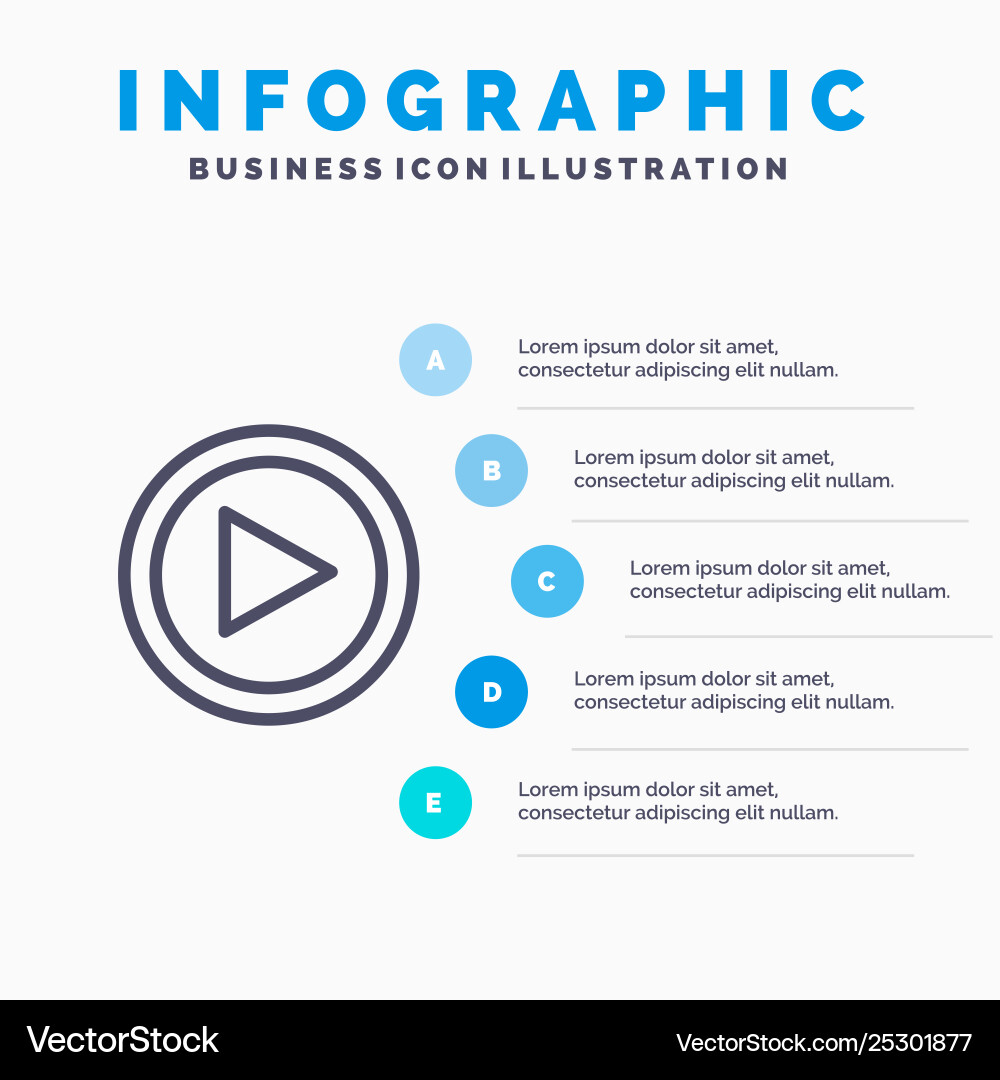 Video interface play user line icon with 5 steps Video interface play user line icon with 5 steps vector image