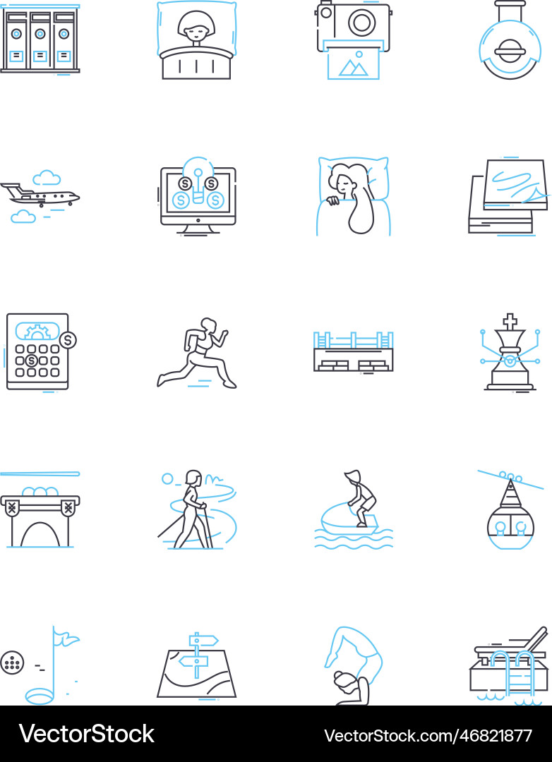 Work break linear icons set rest refresh Work break linear icons set rest refresh Vector Image